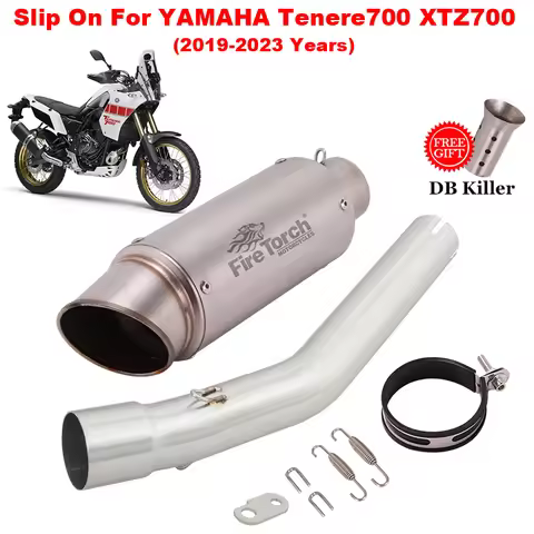 Motorcycle Exhaust Middle Link Pipe Muffler Moto DB Killer Slip On For YAMAHA Tenere700 Tenere 700 X