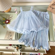 Suit 0 Two-Piece Net Yarn Sling DZX0 Girls Trousers