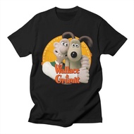 Wallace And Gromit Cartoon T-Shirt Black Cotton