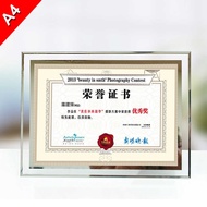 Certificate Display Frame Glass Honor Certificate Frame Crystal Certificate Mounting Frame a13cm Set
