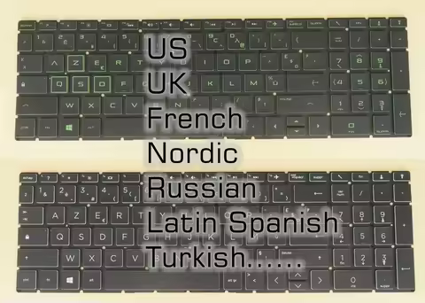 US UK French Nordic Russian Latin Spanish Turkish Keyboard for HP Pavilion Gaming 15-CX0000 15-DK000