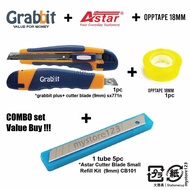 (Ready Stock) Grabbit Cutter Knife Pisau Pemotong Stationery Quality Auto-Lock Snap-Off Blade & ASTA