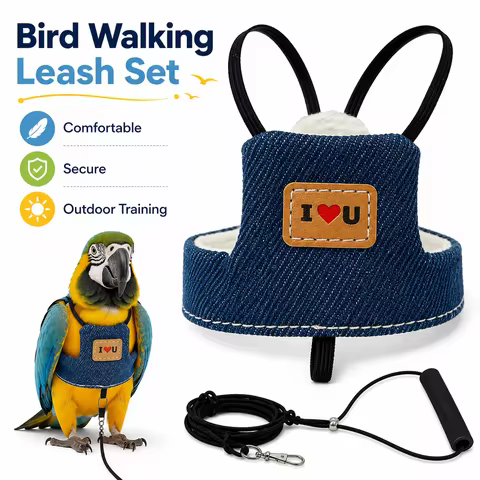 Stylish Bird Flight Harness with 2m Leash Safe Outdoor Walking Flight Training Vest for Parrots Cock