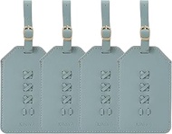 KINIVA Luggage Tags for Suitcases,Unique Leather Bag Baggage Handbag Tags Bulk for Travel with Name Label,Colorful Travel Accessories(12 Blue-4 Pack)