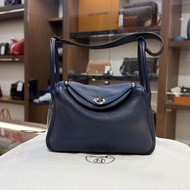 Used Hermes Lindy 26 2Z/Blue Nuit TC皮 午夜藍銀扣#愛馬仕