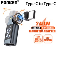 Fonken USB C 240W Digital Display Magnetic Charging Adapter 540° Rotation Type C To Type C Charging 