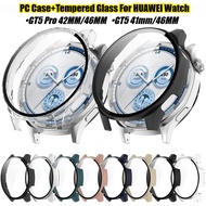 PC Case+Tempered Glass For Huawei Watch GT5 Pro 42mm 46mm 41mm Full Cover Screen Protector Bumper fo