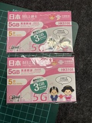 中國聯通 日本5日數據卡 5GB+3GB