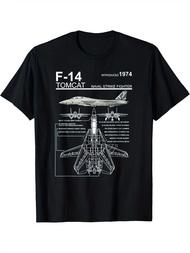Men's F-14 Tomcat Fighter Jet T-Shirt - Tomcat Schematics, Aircraft Specs & Insignia