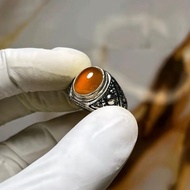 Honey Solomon Stone Ring Yellow Orangenatural 12x10 Alpaca Anti-Rust Anti-Itch Size 5-13