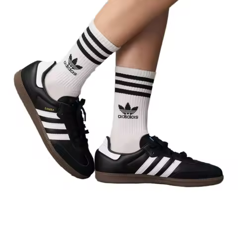 adidas Originals SAMBA OG Round Toe Lace-Up Low-Top Sneakers Unisex Black/White B75807