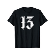 Lucky Number 13 Custom Font Shirt T-Shirt, Cotton Number T-Shirt, Heavyweight Number Shirt for Men W