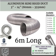 6m long Aluminium Semi Rigid Duct [3 inches to 14 inches] (80mm ~ 355mm)