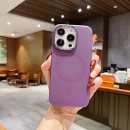 เคสโทรศัพท์เนื้อนิ่ม TPU แม่เหล็ก Magsafe Color ที่บริสุทธิ์ตรวจจับผิวได้สำหรับ Apple iPhone 15 14 13 12 11 X XR XS Pro Max Plus เคสฝาหลังทันสมัยจาก GGQcase