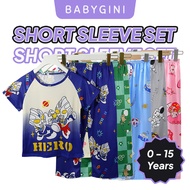 Kids Pyjamas Set 2-15 Years Cotton Cartoon Baju Tidur Budak Lelaki Perempuan Piyama Kanak Kanak