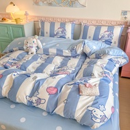 ชุดผ้าปูที่นอน 1 ชิ้น ปลอกผ้านวม + ผ้าปูที่นอนแบบธรรมดา 1 ชิ้น + ปลอกหมอน 2 ชิ้น Sanrio Cinnamoroll