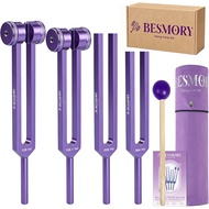 Tuning Forks for Healing Set — Includes 4 Frequency Tuning Forks (128Hz, 136.1Hz, 256Hz, 384Hz) and 