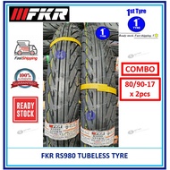 FKR MOTORCYCLE TYRE COMBO RS980 (CORSA SPORT RAIN PATTERN WITH DIAMOND) TUBELESS 80/90-17 x 2 [ TAYA