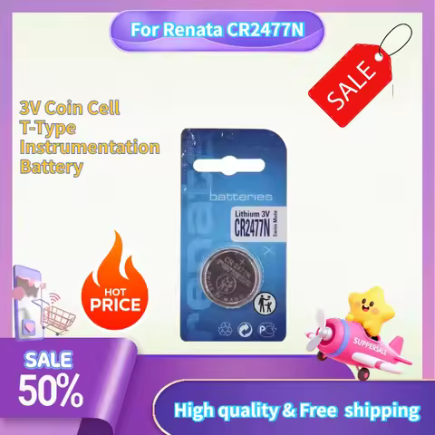 For Renata CR2477N Battery 3V Lithium Battery 3V Coin Cell T-Type Instrumentation Battery