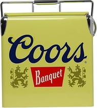 Coors Banquet Retro Ice Chest Cooler with Bottle Opener 13L (14 qt), 18 Can Capacity, Yellow and Sil