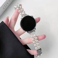 Sparkling Diamond & Pearl Beaded Metal Watch Band, Compatible With Galaxy Watch 7/6/5/4 (40mm, 44mm,