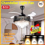 Crystal Chandelier Fan 42" inch Kipas Siling + Lampu DC Motor Remote Lampu Led 3C