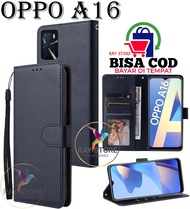 OPPO A16 FLIP LEATHER CASE PREMIUM-FLIP WALLET CASE KULIT UNTUK OPPO A16  - CASING DOMPET-FLIP COVER LEATHER-SARUNG BUKU HP