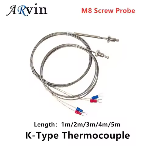 1M/2M/3M/4M/5M K-Type Thermocouple Control Thread M8 Screw Probe Temperature Sensor Temperature Cont