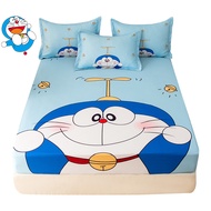 DANSUNREVE Doraemon Fitted Bedsheet Set Crayon Shin-chan Bed sheet Pillowcase Cute Cartoon Cinnamon dog KT for single room queen bed famliy size mattress cover kids love best gift