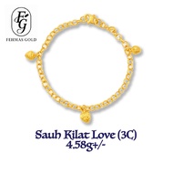 FEHMAS 916 Gold Bracelet Gelang -  Lightning Anchor Love (3C) Cinta Sauh Kilat  (3C)