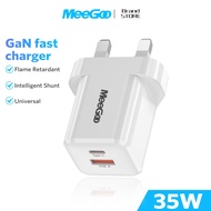 MeeGoo 35W GaN Charger Plug Travel Portable 2USB Type C Charger Quick Charger Adapte for All Phone