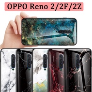 OPPO Reno 2 / 2Z Hard Glass Case Marble Pattern Glossy Phone Case