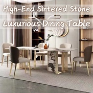 Luxury Sintered Stone Dining Table Marble Stone Dine Table Chair Meja Makan Mewah 大理石餐桌