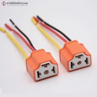 Wishlistforyou 2Pcs H4 Car Headlight Bulb Lampholder 3-hole Ceramic Wire Wiring Bulb Light Beam Sock