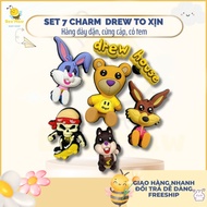 SET 7 CHARM DREW HOUSE, slipper sticker, Jibbitz cross shoe sticker for children, men and women