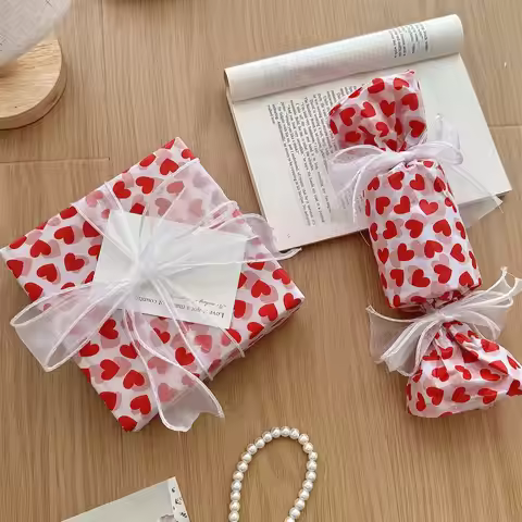 10pcs Tissue paper for gift wrapping with peach heart print Valentine's Day gift wrapping paper Fest