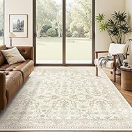 Area Rug 6x9, Washable Rugs, Stain Resistant Gray Area Rugs for Living Room Bedroom Dining Room, Vin