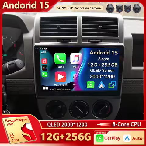Android 15 For Dodge Caliber 2007- 2012 2K QLED Android Car Radio Multimedia Video Player GPS AI Voi