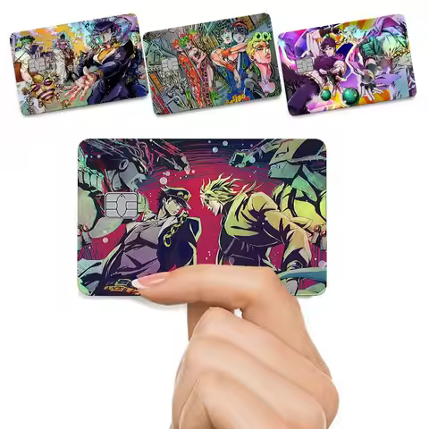 J-JoJo's Bizarre Adventure 4Pcs/Set Holographic Laser Credit Card Stickers Iridescent Waterproo Fits