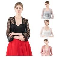Womens Premium Lace Open Front Shrug Bolero Cardigan Weddings jacket