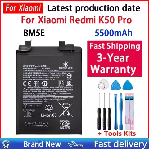 100% NEW BM5E 5500mAh Battery For Xiaomi RedMi K50 Pro K50Pro Phone Replacement Batteries Bateria Ba