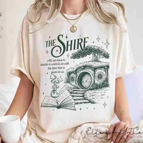 The Shire LOTR Comfort Colors Shirt Fantasy Book Lover Tee Funny Second Breakfast T-Shirt Hobbit Fan