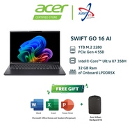 ACER SWIFT GO 16 AI SFG16-I71-75TW 16" LAPTOP ( CUX7-385H 32GD5X 1TBSSD / W11H / OFFICE OPI )