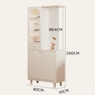 【TikTok】#Entrance Cabinet Living Room Tall Wine Cabinet Screen Integrated Changhong Glass Shoe Cabinet Cream Style Moder