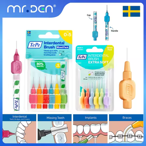 TePe Interdental Brush Extra Soft Original 0 1 2 3 4 5 6 7 8 Mm For Teeth Missing Implant Crown Brac