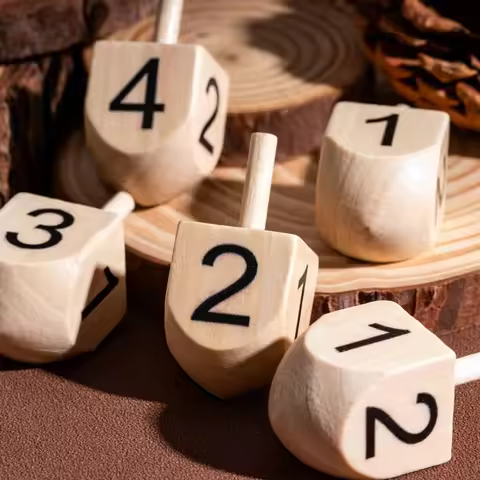 5Pcs Wooden D4 Dice Spinning Top Creative Four Sides Gyro for Art Craft Party Funny Finger Game Kids
