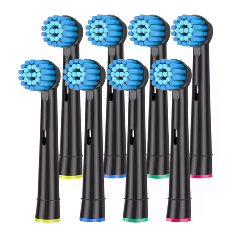 Sensitive Gum Care Electric Toothbrush Heads Black Generic Brushes Refill for Oralb Braun Fits Oral-
