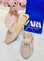 PROMO  SANDAL SELOP WANITA ZARA KEPITING BRANDED TALI SILANG/ FLAT SHOES WANITA KEKINIAN