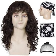 Malaysia stok rock wig rambut palsu rock afro wig mullet wig rambut retro wig rambut palsu lelaki R1