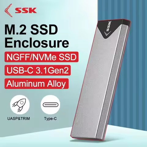 SSK M2 SSD Case M.2 NVMe SSD Enclosure 10Gbps PCIel M.2 to Type C 3.1 SSD Adapter for NVME PCIE SSD 